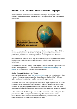 How To Create Customer Content In Multiple Languages