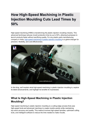 How High-Speed Machining in Plastic Injection Moulding Cuts Lead Times by 50%