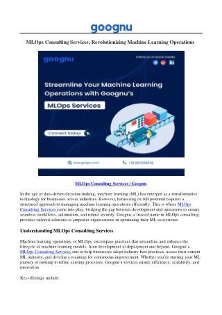 mlops consulting services revolutionizing machine