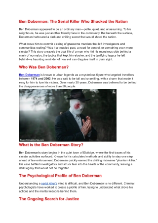 Ben Doberman_ The Serial Killer Who Shocked the Nation