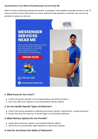 Top Questions to Ask When Hiring Messenger Services Near Me