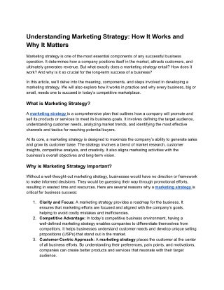 understanding marketing strategy how it works