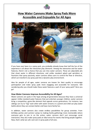 Empex Watertoys® - How Water Cannons Make Spray Pads More Accessible and Enjoyable for All Ages