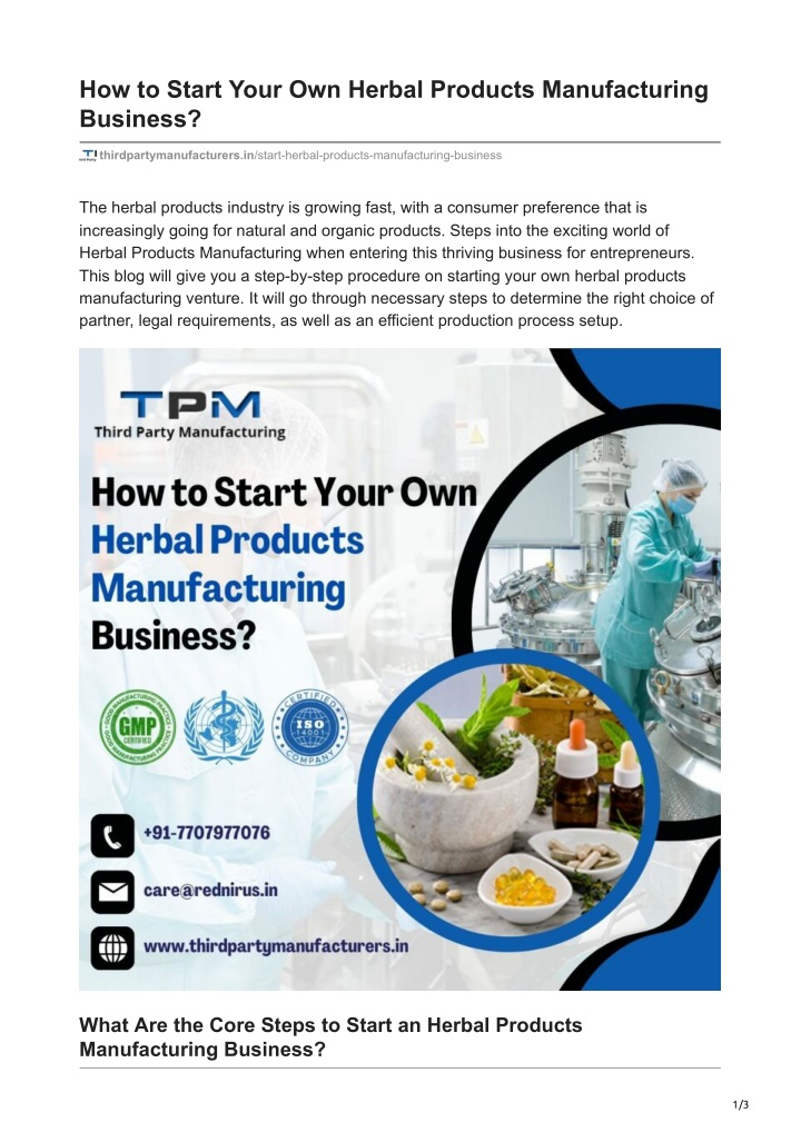 how to start your own herbal products