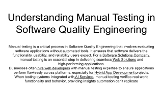 Understanding Manual Testing in Software Quality Engineering