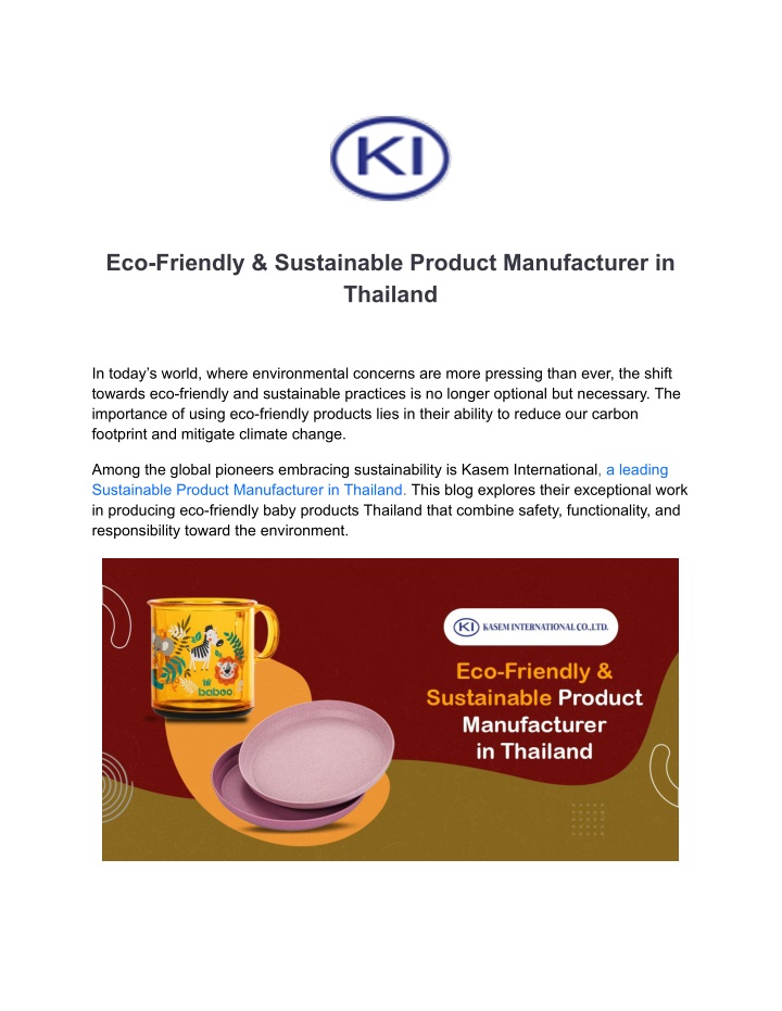 eco friendly sustainable product manufacturer