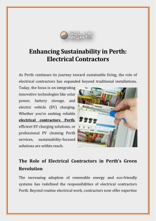 Enhancing Sustainability in Perth Electrical Contractors, Solar Solutions, and EV Charging