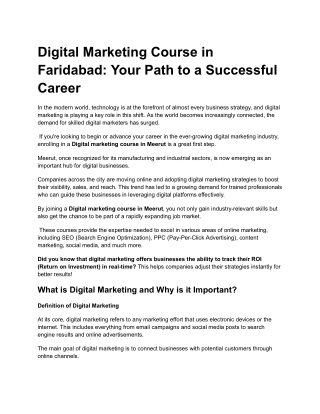digital marketing course in faridabad your path