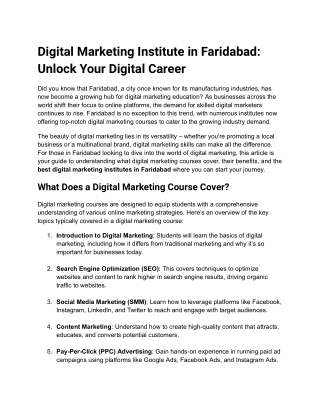 digital marketing institute in faridabad unlock