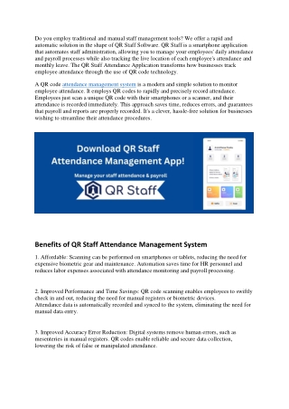 QR Staff attendance  management system