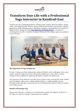 Yoga Instructor in Kandivali East