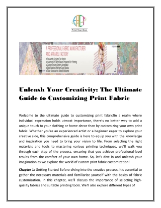 Unleash Your Creativity- The Ultimate Guide to Customizing Print Fabric