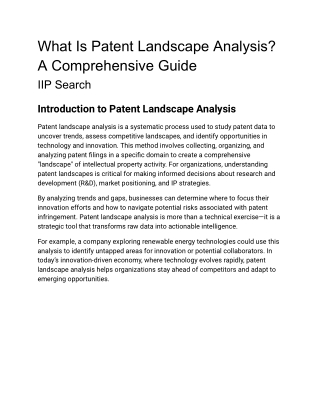 what is patent landscape analysis a comprehensive