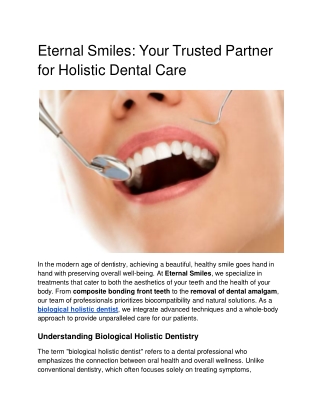 Eternal Smiles_ Your Trusted Partner for Holistic Dental Care