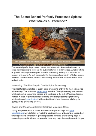 the secret behind perfectly processed spices what