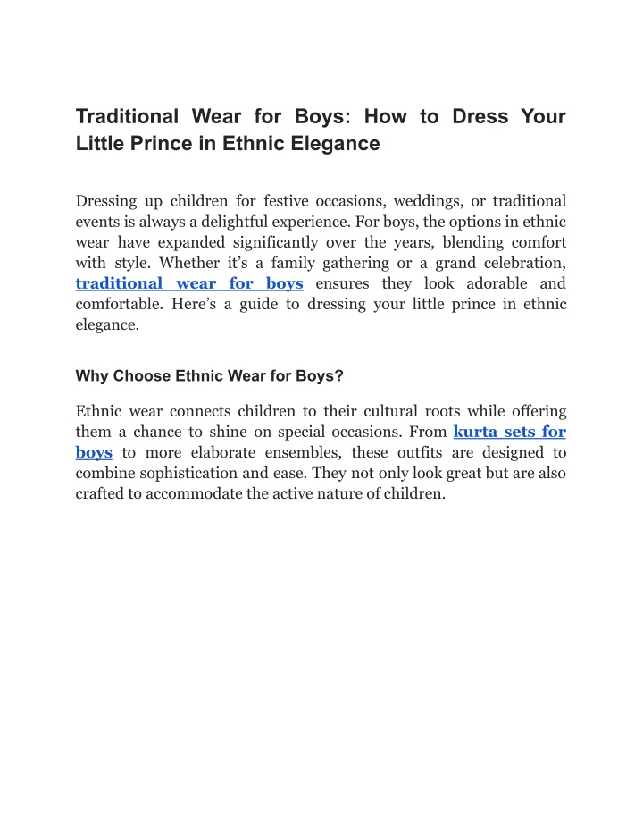 traditional wear for boys how to dress your