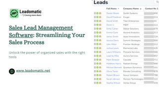 Sales Lead Management Software: Streamlining Your Sales Process