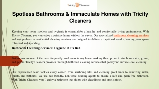 Spotless Bathrooms & Immaculate Homes with Tricity Cleaners