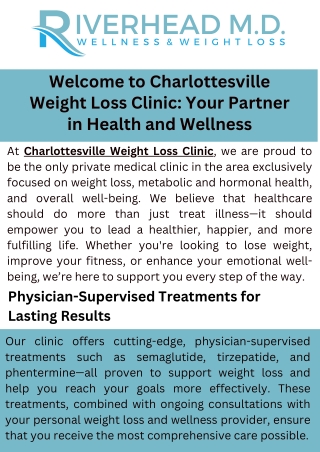 Welcome to Charlottesville Weight Loss Clinic: Your Partner in Health & Wellness