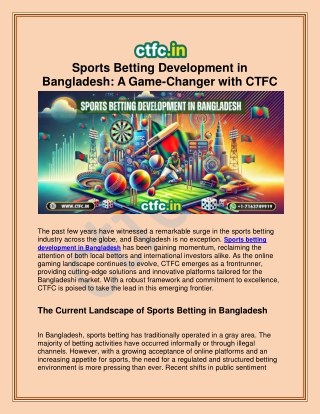 CTFC- Best Sports Betting Development in Bangladesh