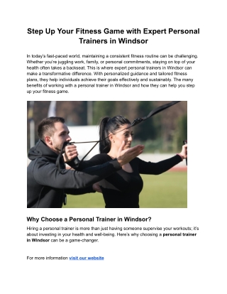 Step Up Your Fitness Game with Expert Personal Trainers in Windsor