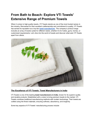 From Bath to Beach_ Explore VTi Towels' Extensive Range of Premium Towels