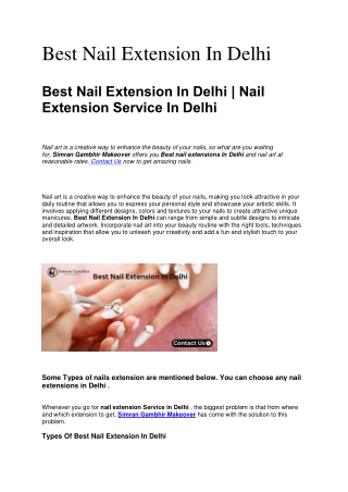 Best Nail Extension In Delhi