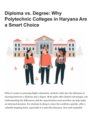 Diploma vs. Degree Why Polytechnic Colleges in Haryana Are a Smart Choice