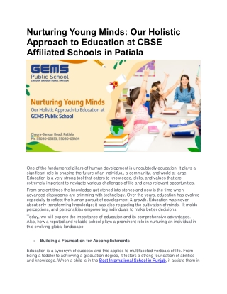 Best CBSE affiliated schools in Patiala
