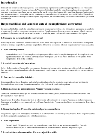 Responsabilidad del vendedor ante el incumplimiento contractual