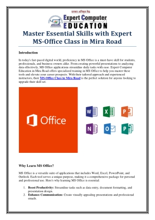 Master MS-Office Skills with the Best Classes in Mira Road"