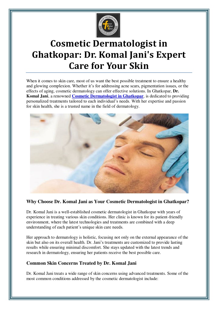 cosmetic dermatologist in ghatkopar dr komal jani