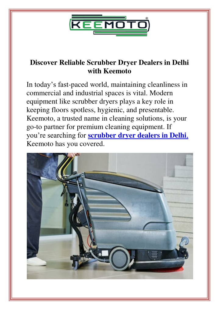 discover reliable scrubber dryer dealers in delhi