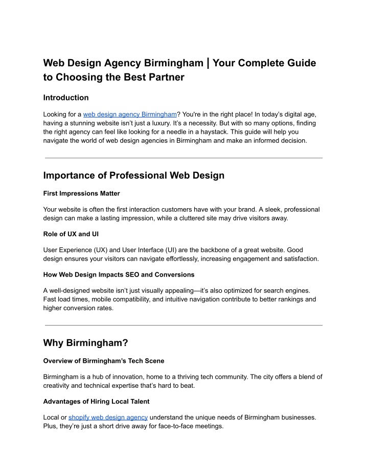 web design agency birmingham your complete guide