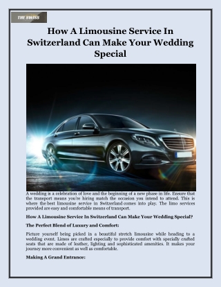 How A Limousine Service In Switzerland Can Make Your Wedding Special