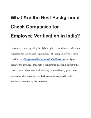 What Are the Best Background Check Companies for Employee Verification in India