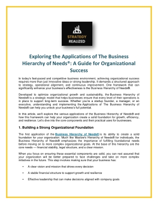 exploring the applications of the business