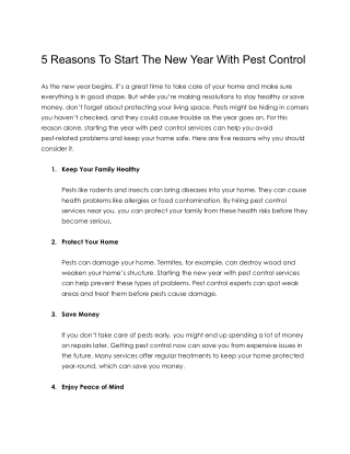 5 Reasons To Start The New Year With Pest Control