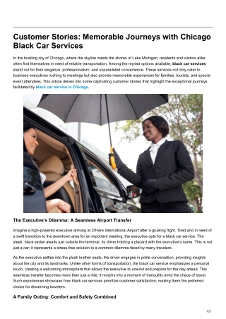 Customer Stories Memorable Journeys with Chicago Black Car Services