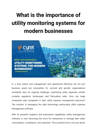 What is the importance of utility monitoring systems for modern businesses