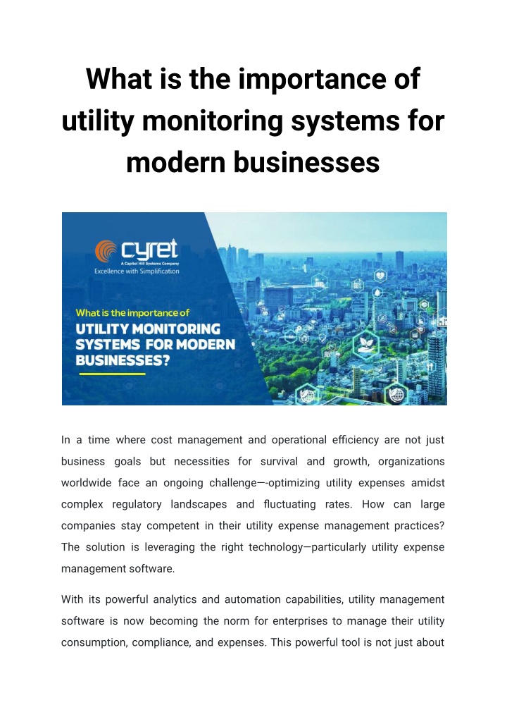 what is the importance of utility monitoring