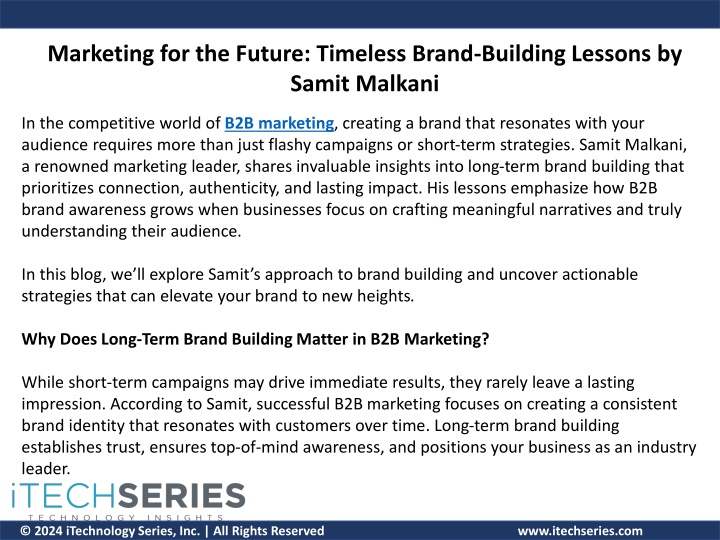 marketing for the future timeless brand building