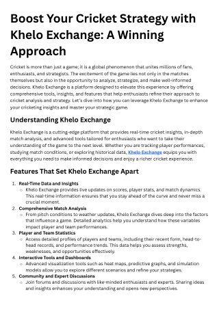 boost your cricket strategy with khelo exchange