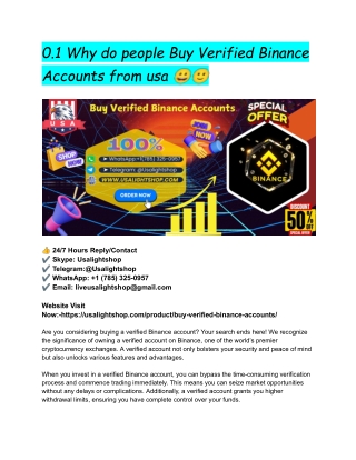 0.1 Why do people Buy Verified Binance Accounts from usa