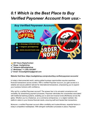 0.1 Which is the Best Place to Buy Verified Payoneer Account from usa_-