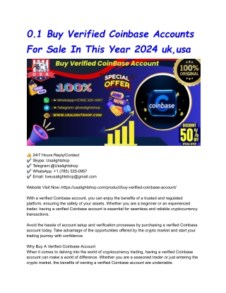 0.1 Buy Verified Coinbase Accounts For Sale In This Year 2024 uk,usa