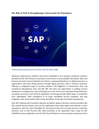 the role of sap in strengthening cybersecurity