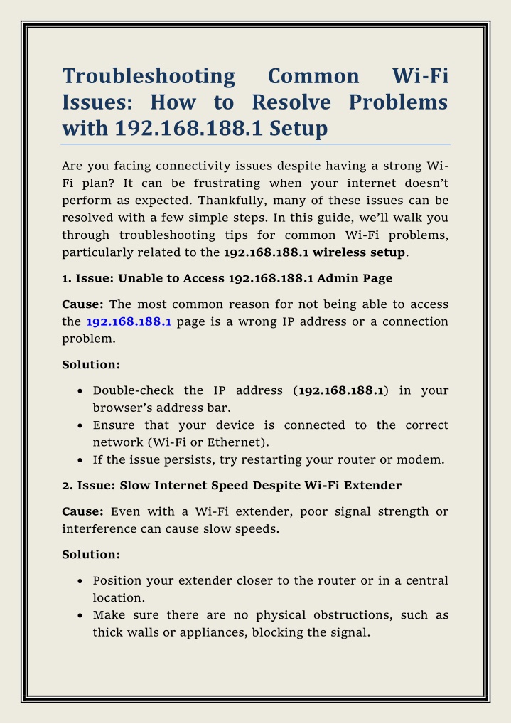 Ppt Troubleshooting Common Wi Fi Issues How To Resolve Problems With Powerpoint