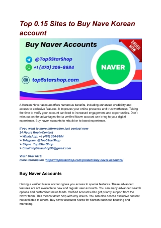 Top 0.15 Sites to Buy Nave Korean account