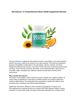 neurozoom a comprehensive brain health supplement
